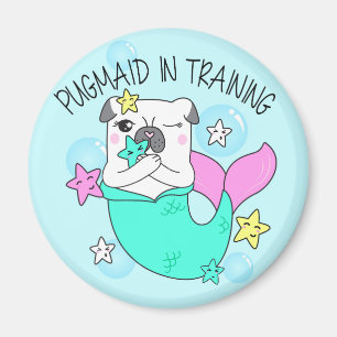 Cute Pug Mermaid Magnet