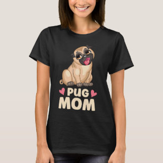 Cute Pug Mom Cartoon Puppy Dog Lover Pugs T-Shirt