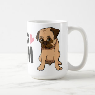Cute Pug Mom Cartoon Puppy Dog Pugs Coffee Mug