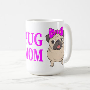 Cute Pug Mom Cartoon Puppy Dog Pugs Coffee Mug
