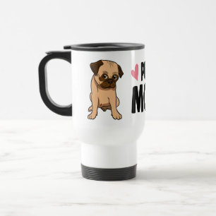 Cute Pug Mom Cartoon Puppy Dog Pugs Travel Mug