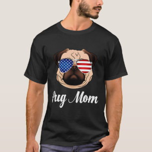 Cute Pug Mom Life Pug Face Sunglasses Puggy Lover T-Shirt