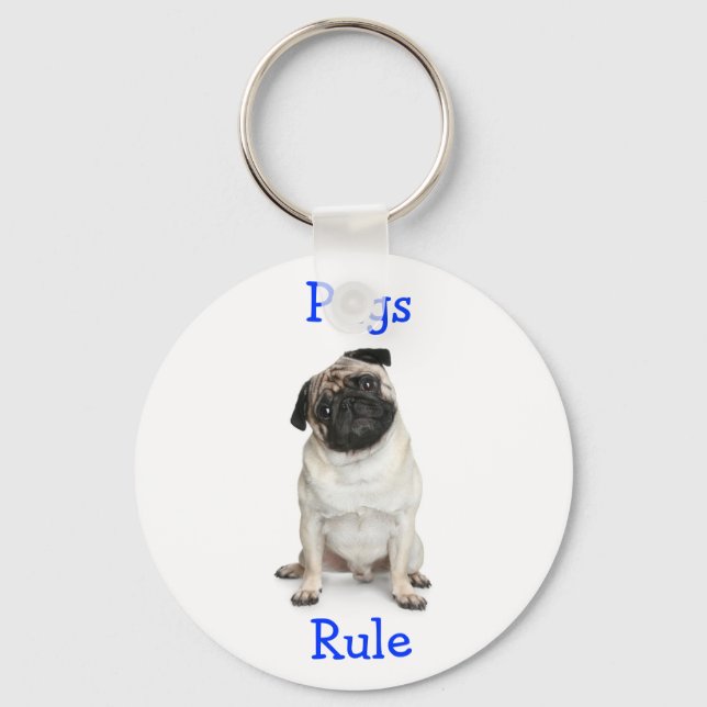 Cute Pug Mom Puppy Dog Lover Fur Mama Keychain (Front)