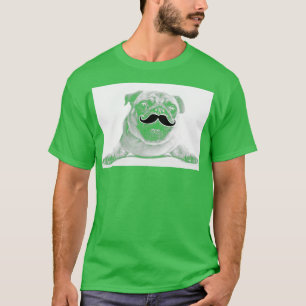 Cute Pug Moustache Funny Dog Beard Gift T-Shirt