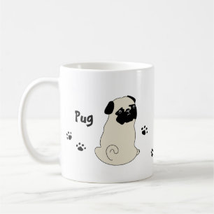 Cute pug mug かわいいパグのイラストのマグカップ
