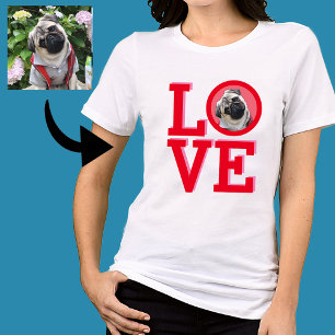 Cute Pug or Dog Mom Personalized Photo Love T-Shirt