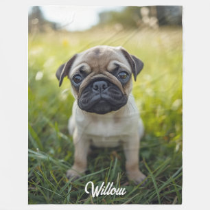 Cute Pug Personalized Fleece Blanket