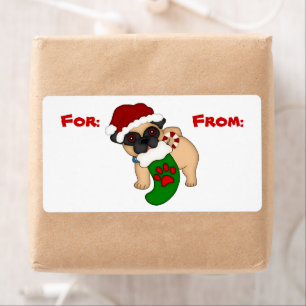 Cute Pug Puppy Christmas Gift Tag