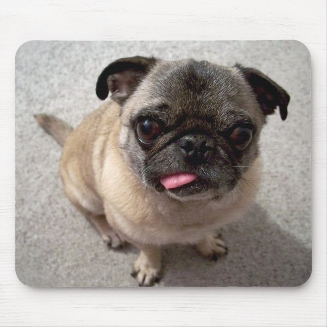 Cute Pug Puppy Dog Sticking Tongue Out Mousepad (Front)