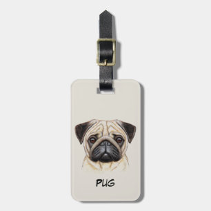 Cute Pug Puppy Face Luggage Tag