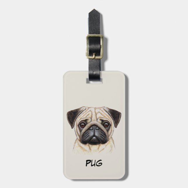 Cute Pug  Puppy Face Luggage Tag (Front Vertical)