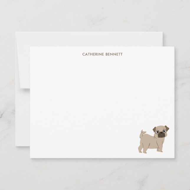 Cute Pug Puppy Personalized Thank You Card (Front)