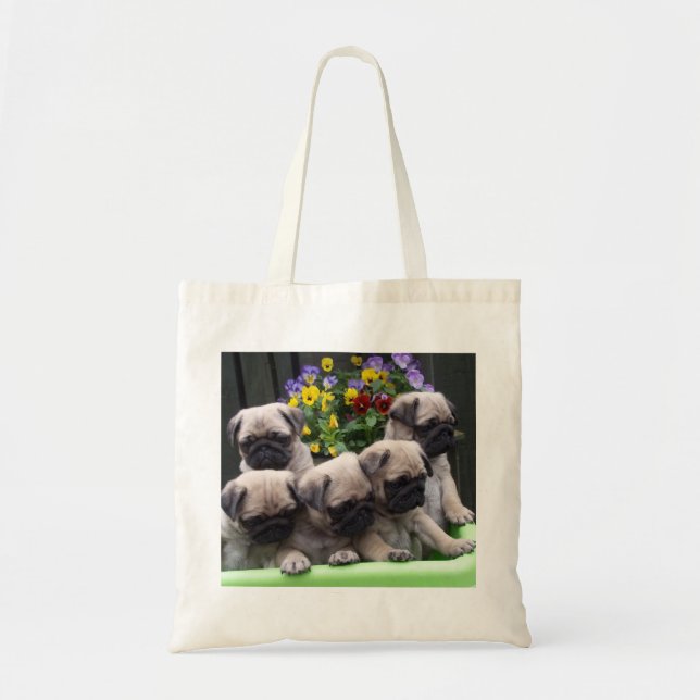 Cute pug puppy tote bag (Front)