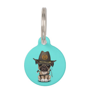 Cute Pug Puppy Zombie Hunter Pet Tag