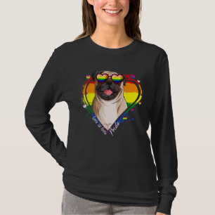 Cute Pug Rainbow Heart Gay Pride Lgbt  Dog T-Shirt