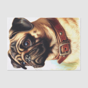 Cute Pug Retro Painting Tissue Paper