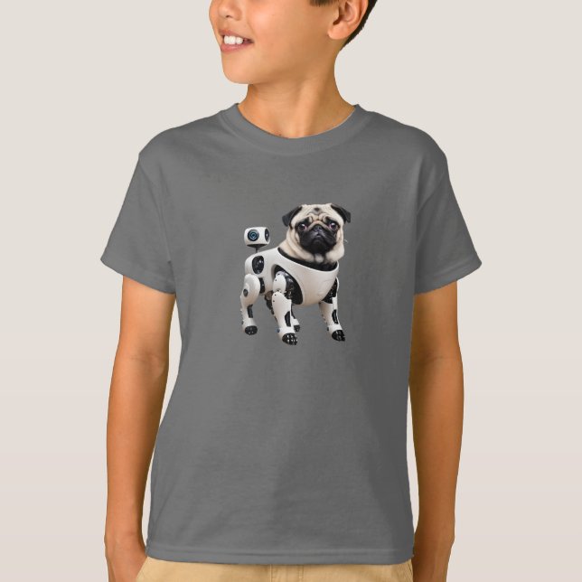 Cute Pug Robot Kid's T-Shirt (Front)