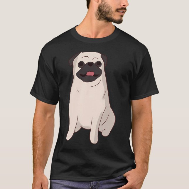 Cute Pug sitting T-Shirt (Front)
