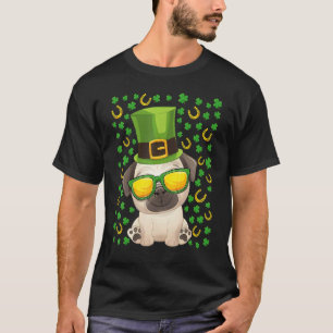 Cute Pug St Patricks Day Hat Shamrock Pug Lovers T-Shirt