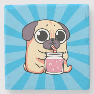 Cute Pug Stone Coaster