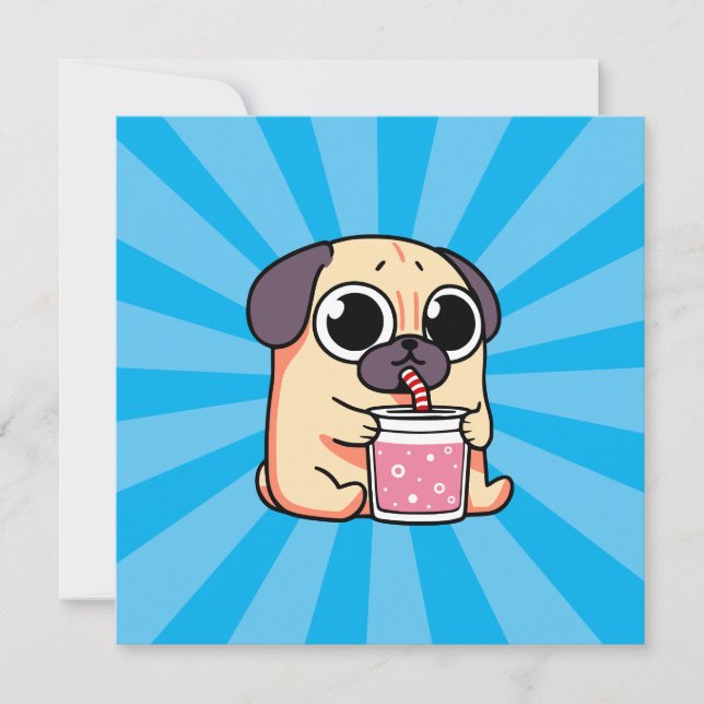 Cute Pug Thank You Card (Front)