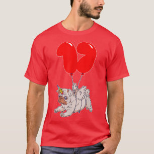 Cute Pug Unicorn 17th Birthday Kids Balloon Part T-Shirt
