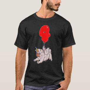 Cute Pug Unicorn 4th Birthday Kids Balloon Party T-Shirt