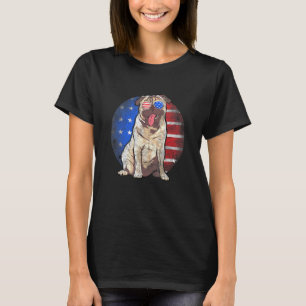 Cute Pug Usa Flag Sunglasses Vintage 4th Of July P T-Shirt