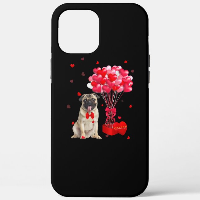 Cute Pug Valentine's Day Heart Dog Lover Case-Mate iPhone Case (Back)