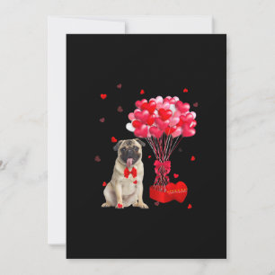 Cute Pug Valentines Day Heart Dog Lover Thank You Card