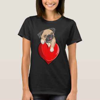 Cute Pug Valentines Day Heart Dog Lovers Boys Kids T-Shirt
