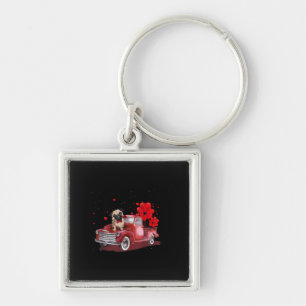 Cute Pug Valentines Heart Love Keychain