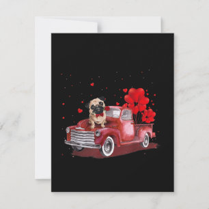Cute Pug Valentines Heart Love Thank You Card