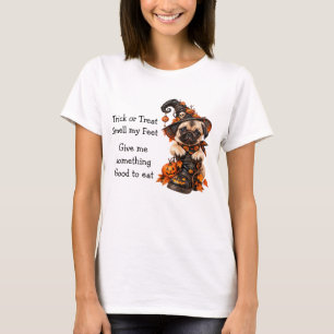 Cute Pug Witch Halloween Trick or Treat T-Shirt