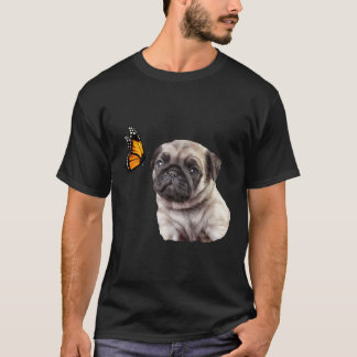 Cute Pug With Butterfly Dog Lover Gifts T-Shirt