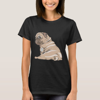 Cute Pug With Glucose Monitor Metre diabetess Awar T-Shirt