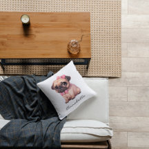 Cute Pug with Pink Bow Personalized