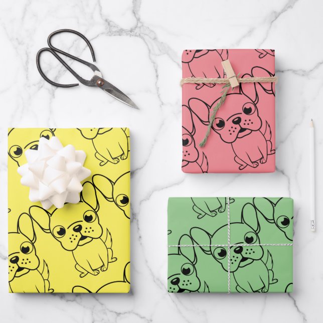 Cute Pug Wrapping Paper Sheet (Front)