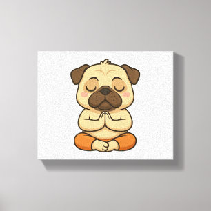 Cute pug yoga meditation relaxation cartoon canvas print
