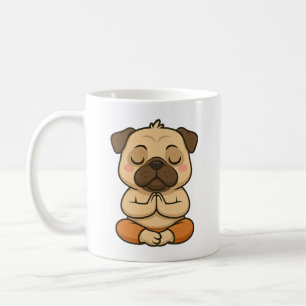 Cute pug yoga meditation relaxation cartoon coffee mug