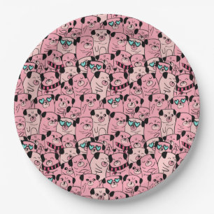 Cute Pugs Paper Plate
