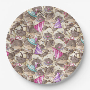 Cute Pugs Paper Plate