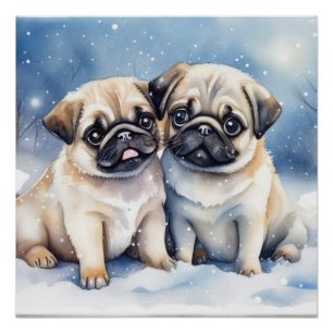 Cute Pugs Poster