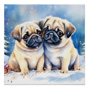 Cute Pugs Poster