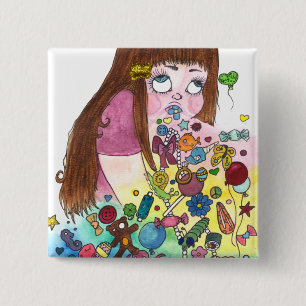 Cute Puke 2 Inch Square Button