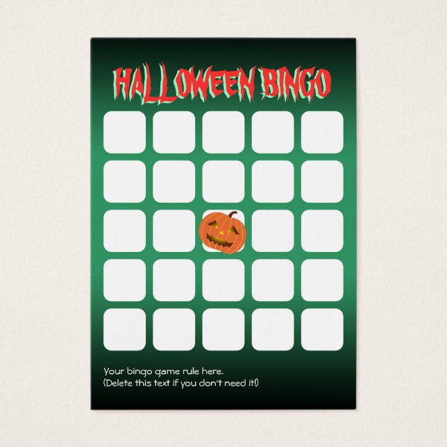 Cute Pumpkin 5x5 Scary Halloween Party Bingo Card (Front)