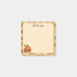Cute Pumpkin And Autumn Leaves Sticky Notes