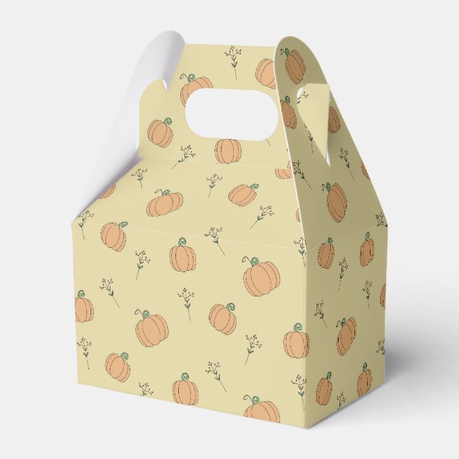 Cute Pumpkin and Fall Foliage Pattern  Favor Box (Front Side)