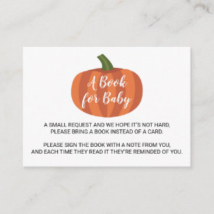Cute Pumpkin Autumn Fall Baby Shower Book Request Enclosure Card
