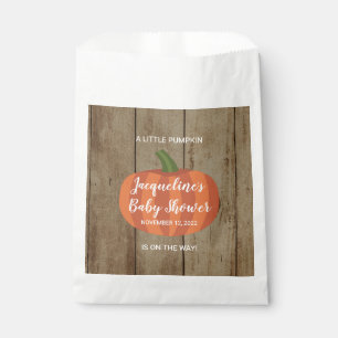 Cute Pumpkin Autumn Fall Rustic Baby Shower Favour Bag